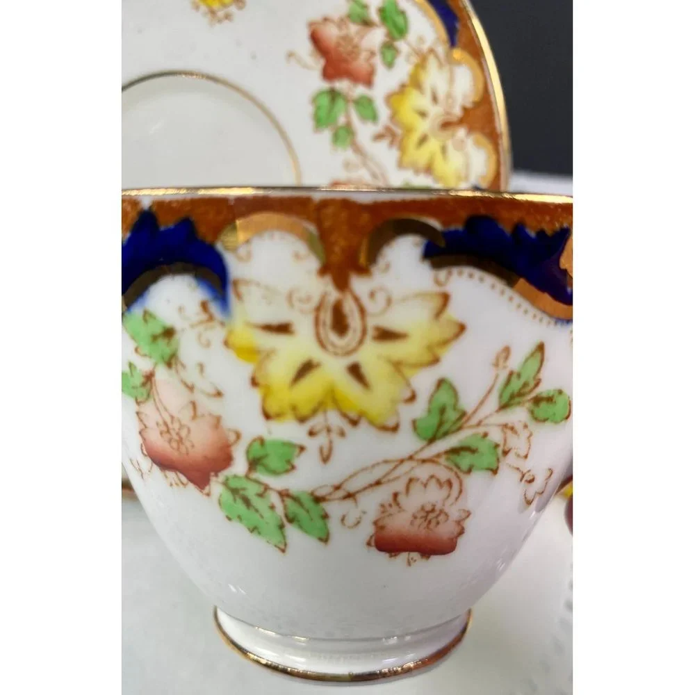 Rosina England tea cup saucer,‎ floral teacup gold trim, rare finding.